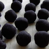 Black gabardine cloth ball buttons