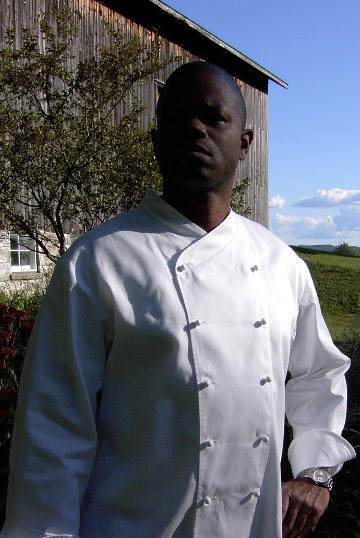 Chef Coat Style CBM101: Shown in White, 100% cotton Supima gabardine, with ball buttons.