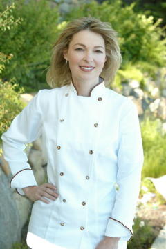 Women's Chef Coat Style BSW100: Shown in White, 100% cotton petti point pique, with date piping (collar & cuffs), & Tiger Shell buttons.